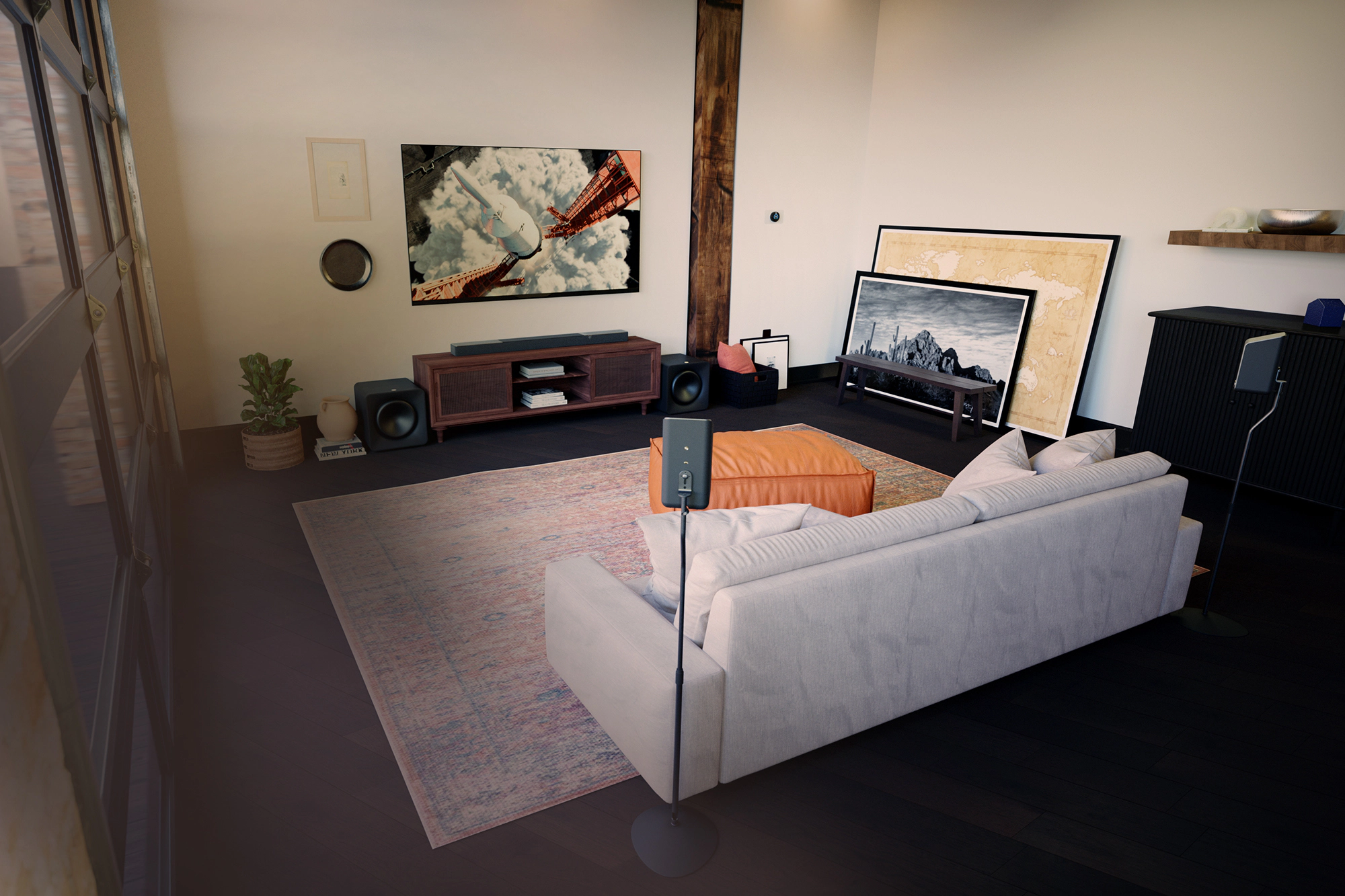 Объемный звук Klipsch Flexus Dolby Atmos в гостиной кондоминиума A 2000x1333